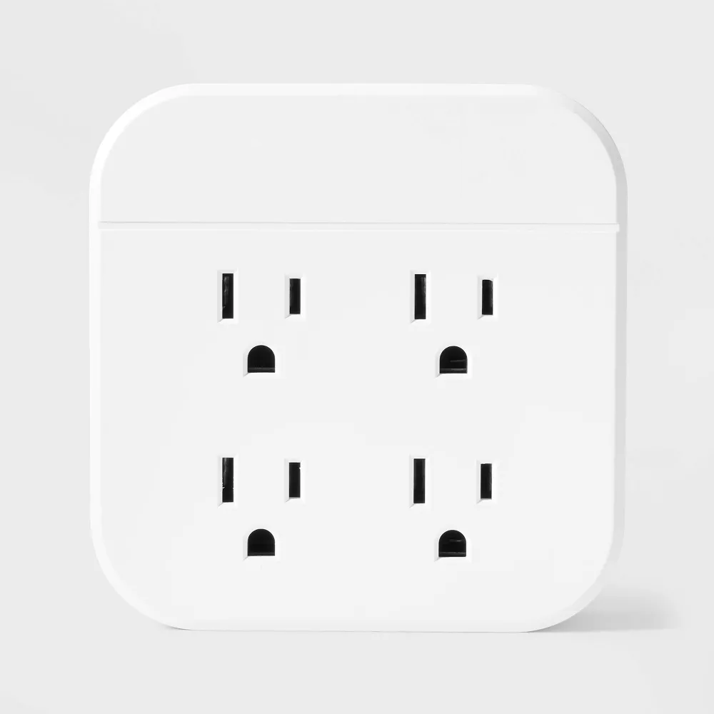 4-outlet Wall Tap Power Adapter with Dual USB Ports
